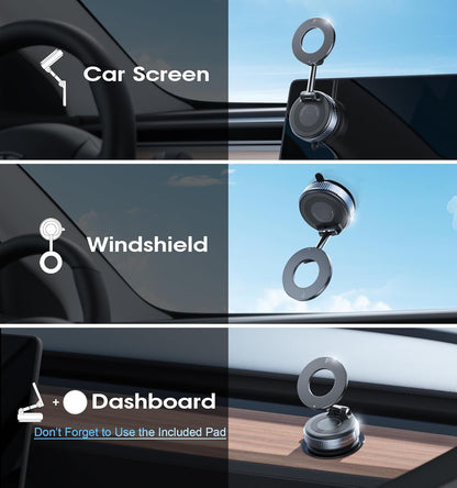 Strong Magnetic Car Phone Holder for MagSafe, Ultra Vacuum Suction Cup Phone Mount 360° Cell Phone Holders for Your Car Accessories for iPhone 16 15 14 13 12 Android